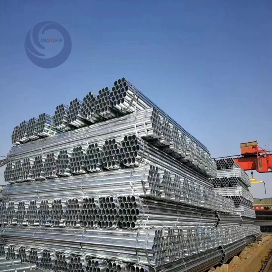 Tuyau rond en fer galvanisé à chaud/tubes en acier galvanisés ERW/tuyaux tubulaires en acier au carbone pour la construction de bâtiments à effet de serre
